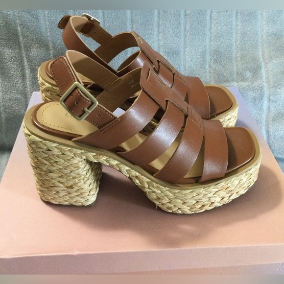 Lisa Vicky Just Strappy Platform Cognac Sandals Size 6 M - Picture 4 of 12